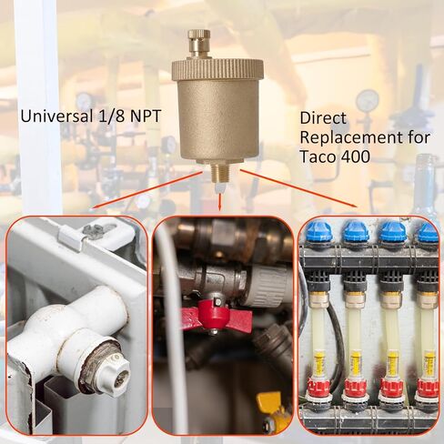 صمام تنفيس هواء أوتوماتيكي 1/8 بوصة من النحاس NPT - لمشعاع البخار، الغلاية، نظام التسخين المائي - صمام نزف إطلاق الهواء التلقائي لإيقاف المشعات الباردة والضوضاء in Kuwait