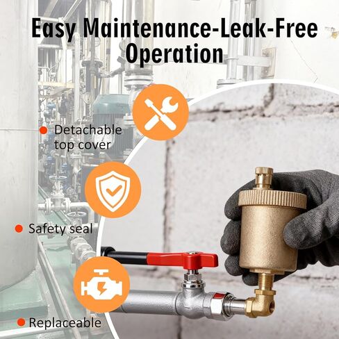 صمام تنفيس هواء أوتوماتيكي 1/8 بوصة من النحاس NPT - لمشعاع البخار، الغلاية، نظام التسخين المائي - صمام نزف إطلاق الهواء التلقائي لإيقاف المشعات الباردة والضوضاء in Kuwait
