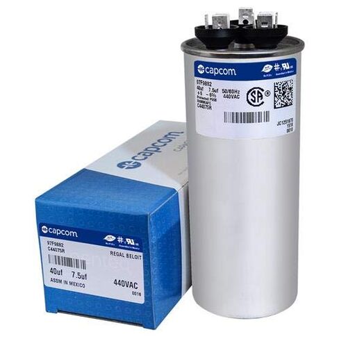 97F9882 40 + 7.5 uf MFD 440 Volt VAC - GE Genteq Replacement Round Run Capacitor by Capcom in Saudi Arabia