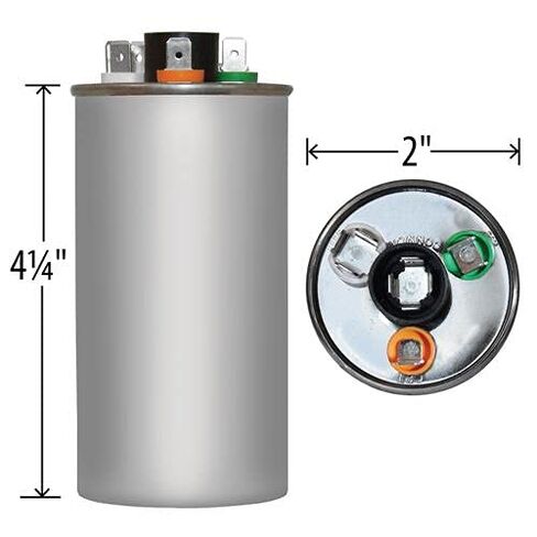 Goodman CAP050400440CT Replacement - 40 + 5 uf/Mfd 370/440 VAC AmRad Round Dual Universal Capacitor w/CPT Terminal in Saudi Arabia