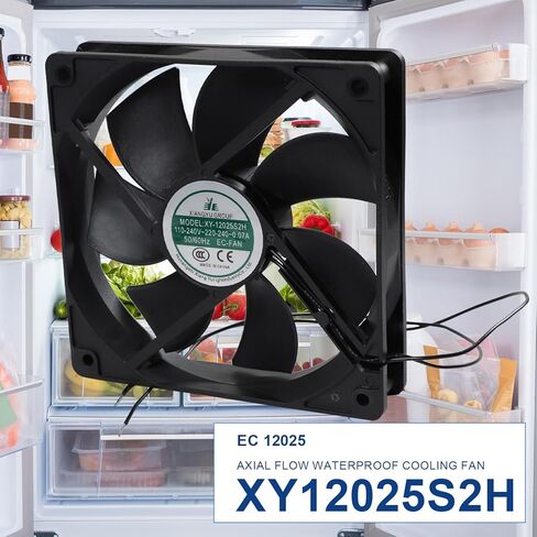 XY12025S2H EC 12025 مروحة تبريد مقاومة للماء ذات تدفق محوري، XY-12025S2H قطع غيار مروحة خزانة الثلاجة، 110-240 فولت ~ 220-240 فولت 0.07 أمبير لتعزيز مراوح التبريد ذات حجم الهواء العالي، الحجم: 120 × 120 × 25 مم in Saudi Arabia