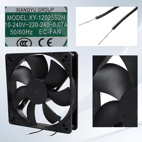 XY12025S2H EC 12025 مروحة تبريد مقاومة للماء ذات تدفق محوري، XY-12025S2H قطع غيار مروحة خزانة الثلاجة، 110-240 فولت ~ 220-240 فولت 0.07 أمبير لتعزيز مراوح التبريد ذات حجم الهواء العالي، الحجم: 120 × 120 × 25 مم in Saudi Arabia