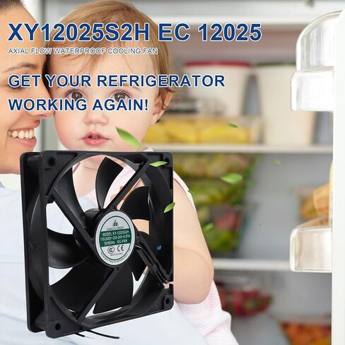 XY12025S2H EC 12025 مروحة تبريد مقاومة للماء ذات تدفق محوري، XY-12025S2H قطع غيار مروحة خزانة الثلاجة، 110-240 فولت ~ 220-240 فولت 0.07 أمبير لتعزيز مراوح التبريد ذات حجم الهواء العالي، الحجم: 120 × 120 × 25 مم in Saudi Arabia