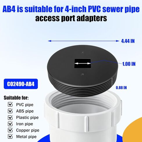 Sewer Cleanout Plug for 4" PVC Drain Pipe and Sewer Cleanout Cap Adapter - Plug Diameter 4.5 Inch - 2 Pcs in Saudi Arabia