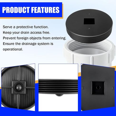 Sewer Cleanout Plug for 4" PVC Drain Pipe and Sewer Cleanout Cap Adapter - Plug Diameter 4.5 Inch - 2 Pcs in Saudi Arabia