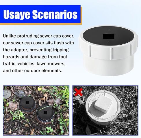 Sewer Cleanout Plug for 4" PVC Drain Pipe and Sewer Cleanout Cap Adapter - Plug Diameter 4.5 Inch - 2 Pcs in Saudi Arabia