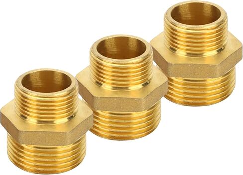 3pcs 3/4'' NPT x 1/2'' NPT Brass Hex Nipple,Brass Reducer 3/4 to 1/2 Adapter Pipe Fitting Reducing Solid Hex Nipple,3/4 male to 1/2 male Reducer Pipe Fitting for Connect Gas Water Pipe Systems in Saudi Arabia