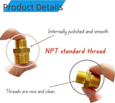 3pcs 3/4'' NPT x 1/2'' NPT Brass Hex Nipple,Brass Reducer 3/4 to 1/2 Adapter Pipe Fitting Reducing Solid Hex Nipple,3/4 male to 1/2 male Reducer Pipe Fitting for Connect Gas Water Pipe Systems in Saudi Arabia