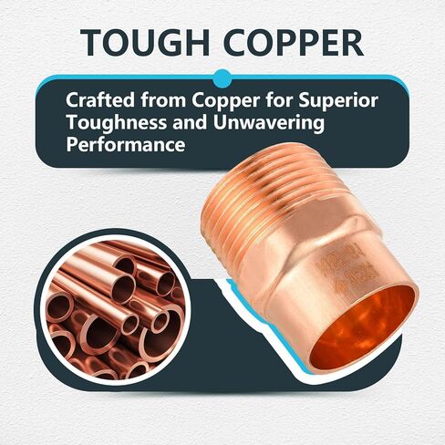 10 Pcs Seelink Copper Fittings, 3/4" Copper x 3/4" Male NPT Adapter with Sweat Solder Connection, for Residential and Commercial Pipe Tubing in Saudi Arabia