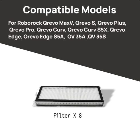 (8 قطع) قطع غيار فلتر HEPA لـ Roborock Qrevo MaxV، Qrevo S، Qrevo Plus، Qrevo Pro، Qrevo Curv، Curv S5X، Qrevo Edge، Edge S5A، QV 35A، QV 35S Robot المكانس الكهربائية، مرشحات عالية الكفاءة in Kuwait