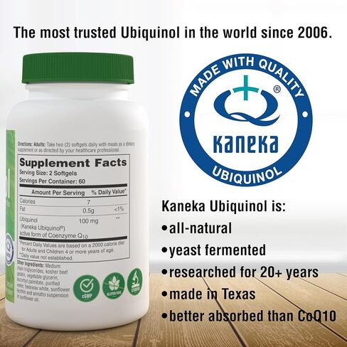 Health Thru Nutrition Ubiquinol 100mg 120 Mini Softgels as Kaneka QH Reduced CoQ-10 | 3rd Party Tested | Enhanced Bioavailability | Cardiovascular & Mitochondria Function Support | Non-GMO in Saudi Arabia