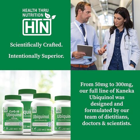 Health Thru Nutrition Ubiquinol 100mg 120 Mini Softgels as Kaneka QH Reduced CoQ-10 | 3rd Party Tested | Enhanced Bioavailability | Cardiovascular & Mitochondria Function Support | Non-GMO in Saudi Arabia