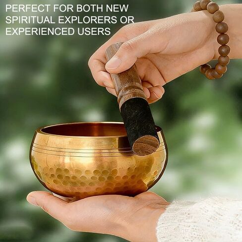 1 Set Singing Bowl Set - Authentic Hand-Adjusted Music Bowl with Cushion & Wooden Mallet - Ideal for Yoga, Relaxation, and Sound Healing in Saudi Arabia