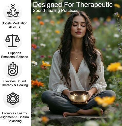 1 Set Singing Bowl Set - Authentic Hand-Adjusted Music Bowl with Cushion & Wooden Mallet - Ideal for Yoga, Relaxation, and Sound Healing in Saudi Arabia