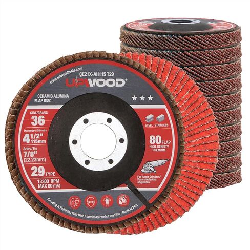 10 Pack Ceramic Flap Discs 4-1/2" x 7/8" Arbor for Angle Grinder, 36 Grit Type 29 in Saudi Arabia