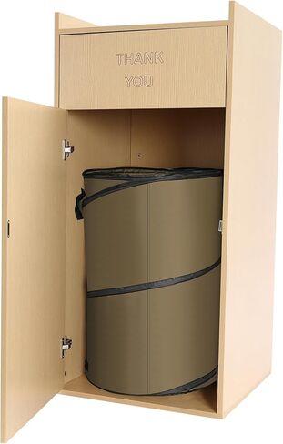 Commercial Trash Cans Trash Can Cabinet with 110 Lbs Load Capacity & Foldable Garbage Bags & Capacity(113.56L/30Gal) Wooden Garbage Bin for Restaurants, Cafeterias, Food Courts(Brown) in Saudi Arabia