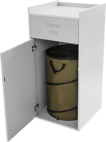 Commercial Trash Cans Trash Can Cabinet with 110 Lbs Load Capacity & Foldable Garbage Bags & Capacity(113.56L/30Gal) Wooden Garbage Bin for Restaurants, Cafeterias, Food Courts(Brown) in Kuwait