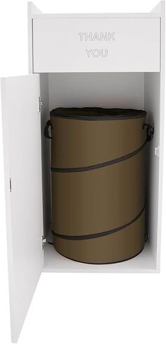Commercial Trash Cans Trash Can Cabinet with 110 Lbs Load Capacity & Foldable Garbage Bags & Capacity(113.56L/30Gal) Wooden Garbage Bin for Restaurants, Cafeterias, Food Courts(Brown) in Kuwait