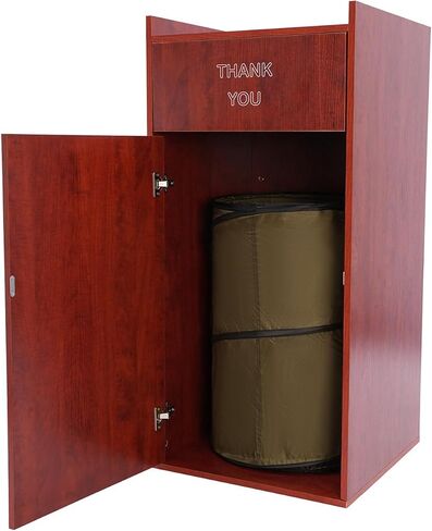 Commercial Trash Cans Trash Can Cabinet with 110 Lbs Load Capacity & Foldable Garbage Bags & Capacity(113.56L/30Gal) Wooden Garbage Bin for Restaurants, Cafeterias, Food Courts(Brown) in Kuwait