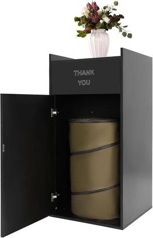 Commercial Trash Cans Trash Can Cabinet with 110 Lbs Load Capacity & Foldable Garbage Bags & Capacity(113.56L/30Gal) Wooden Garbage Bin for Restaurants, Cafeterias, Food Courts(Brown) in Kuwait