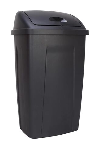 13 Gallon Plastic Swing Top Kitchen Garbage Trash Can, Black in Saudi Arabia