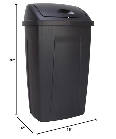 13 Gallon Plastic Swing Top Kitchen Garbage Trash Can, Black in Saudi Arabia