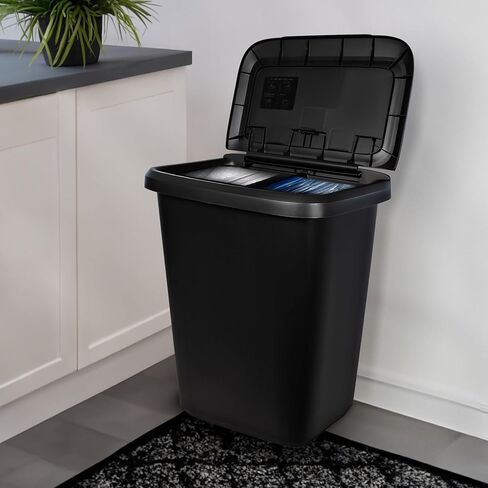 20.4 Gallon Trash Can, Plastic Dual Function Divided Extra Large Kitchen Trash Can, Black in Saudi Arabia