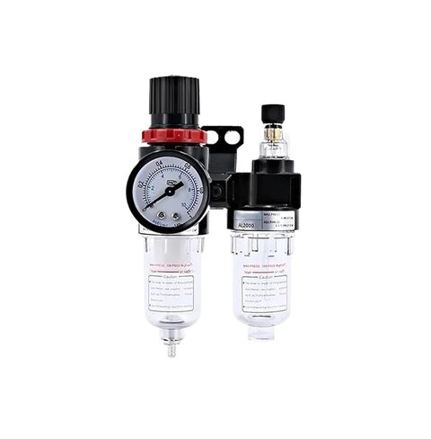 AFC2000 AFR2000 + AL2000 G1/4 ضاغط الهواء فاصل الزيت والماء فلتر الهواء منظم صمام تخفيض الضغط (AFC2000 + PC12-02x2) in Kuwait