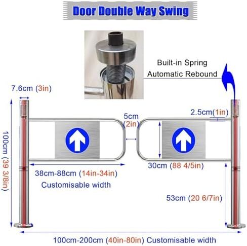 Stainless Steel 1-Way Safety Revolving Door, Double Spring-Loaded Swing Gate, Supermarket Entrance & Exit Device, Half Waist Gate (120cm Wide) in Saudi Arabia