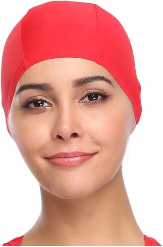 قبعة سباحة نسائية رياضية من نسيج النايلون اللدنة، غطاء رأس للاستحمام in Saudi Arabia