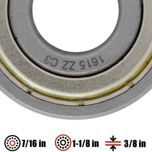 [8-Pack] 1615-ZZ - Deep Groove Radial Ball Bearing 7/16 in x 1-1/8 in x 3/8 in (ID x OD x Width) | 11.112 mm x 28.575 mm x 9.525 mm (ID x OD x Width) with Double Metal Shield in Saudi Arabia