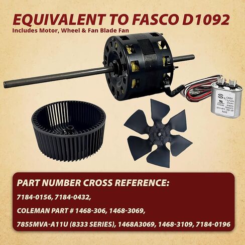 Fasco D1092 RV Air Conditioner Condenser Motor with Fan Blade 6733-3211 & Wheel 1472-1091 Includes Capacitor 1468-3069 7184-0156 7184-0432 in Saudi Arabia
