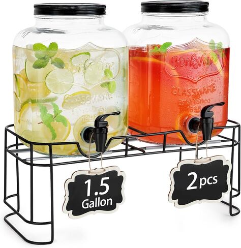 2 PCS 1.5 Gallon Drink dispenser For Parties, Beverage Dispenser With Stand, Large Water Drink Dispensers With Spigot for BBQ, Picnic, Party, Ideal for Lemonade,Juice, Tea, and Party Drinks in Saudi Arabia