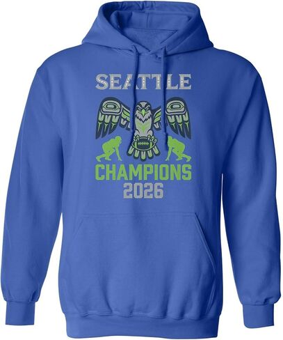 2026 Champs Seattle Tribute Hawk Champions مستوحاة من سويت شيرت بقلنسوة للجنسين in Kuwait