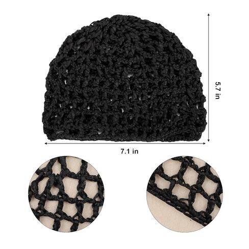 4 عبوات من قبعة النوم الشبكية للشعر الكروشيه، غطاء شعر شبكي قابل للتنفس للنساء، غطاء شعر ليلي مرن للشعر الطبيعي المجعد، الضفائر والجذوع، 2 أسود + 2 أزرق ياقوتي in Kuwait