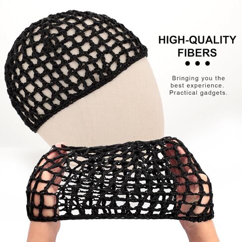 4 عبوات من قبعة النوم الشبكية للشعر الكروشيه، غطاء شعر شبكي قابل للتنفس للنساء، غطاء شعر ليلي مرن للشعر الطبيعي المجعد، الضفائر والجذوع، 2 أسود + 2 أزرق ياقوتي in Kuwait