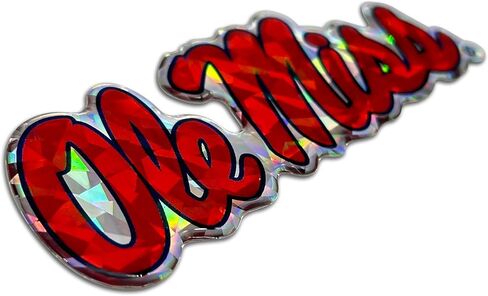 Elektroplate Officially Licensed Ole Miss Red Reflective Decal | Premium 3D Doming All Weather Sticker for Car, Water Bottle, Laptop, Tablet, Window, Cooler, Bumper, Toolbox, Phone | Made in The USA in Saudi Arabia