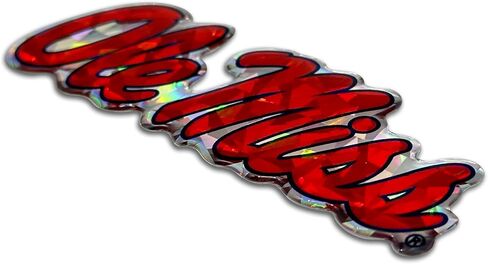 Elektroplate Officially Licensed Ole Miss Red Reflective Decal | Premium 3D Doming All Weather Sticker for Car, Water Bottle, Laptop, Tablet, Window, Cooler, Bumper, Toolbox, Phone | Made in The USA in Saudi Arabia