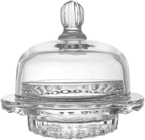 Glass Butter Dish with Lid for Countertop & Refrigerator -Optic Dome Design, Crystal Butter Dish with Lid, Lead Free& DishWasher Safe. in Saudi Arabia