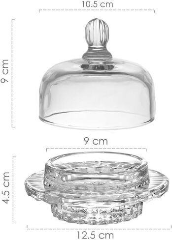 Glass Butter Dish with Lid for Countertop & Refrigerator -Optic Dome Design, Crystal Butter Dish with Lid, Lead Free& DishWasher Safe. in Saudi Arabia