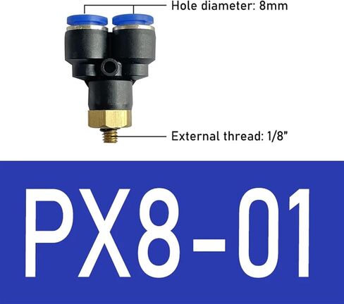 10PCS PX Pneumatic Fittings Y-Shaped Tee 4-12mm Outer Diameter Hose M5 1/8 "1/4" 3/8 "1/2" BSPT External Thread Tee Air Connector(PX8-01 10PCS) in Kuwait