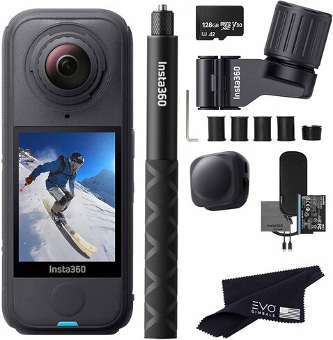 حزمة التزلج الهوائي Insta360 X4 | أخف كاميرا أكشن بدقة 8K بزاوية 360 درجة للمغامرات الملحمية، وعدسات قابلة للاستبدال، للعمل والسفر ومدونات الفيديو| تتضمن الحزمة حامل عمود التزلج، وعصا سيلفي غير مرئية، وغطاء عدسة in Kuwait