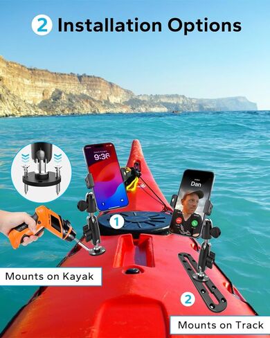 GDZN Kayak Phone Holder Mount, [All Metal Material] Heavy Duty Drill Base Phone Mount for Boat/Canoe, 360° Adjustable Arm - Universal Phone Clip for iPhone 17/16/15, Galaxy S/A/Z Flip, 4-7" Phones in Saudi Arabia