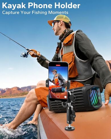 GDZN Kayak Phone Holder Mount, [All Metal Material] Heavy Duty Drill Base Phone Mount for Boat/Canoe, 360° Adjustable Arm - Universal Phone Clip for iPhone 17/16/15, Galaxy S/A/Z Flip, 4-7" Phones in Saudi Arabia