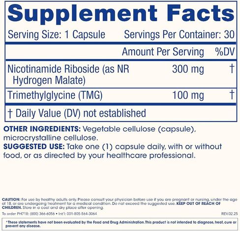 ProHealth Nicotinamide Riboside Pro 300. 300 مجم NR (مثل NR هيدروجين مالات) بالإضافة إلى 100 مجم ثلاثي ميثيل جليسين (TMG) يعزز NAD+ 30 وجبة in Kuwait
