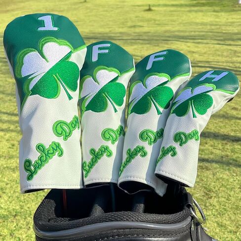 Green Leather Hybrid Headcover Lucky Four-Leaf Clover Fun Design Golf Headcovers Golf Accessories for Women Hybrid Golf Clubs for Men Golf Club Set in Saudi Arabia
