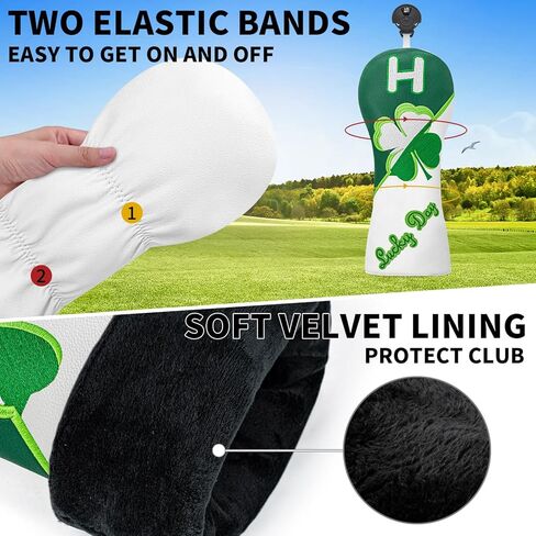 Green Leather Hybrid Headcover Lucky Four-Leaf Clover Fun Design Golf Headcovers Golf Accessories for Women Hybrid Golf Clubs for Men Golf Club Set in Saudi Arabia