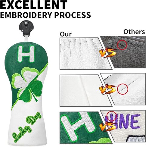 Green Leather Hybrid Headcover Lucky Four-Leaf Clover Fun Design Golf Headcovers Golf Accessories for Women Hybrid Golf Clubs for Men Golf Club Set in Saudi Arabia