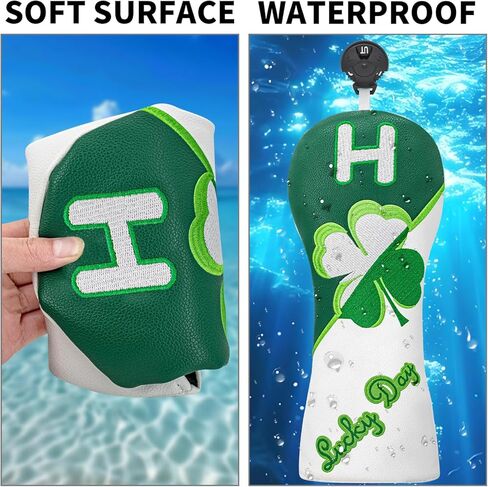 Green Leather Hybrid Headcover Lucky Four-Leaf Clover Fun Design Golf Headcovers Golf Accessories for Women Hybrid Golf Clubs for Men Golf Club Set in Saudi Arabia