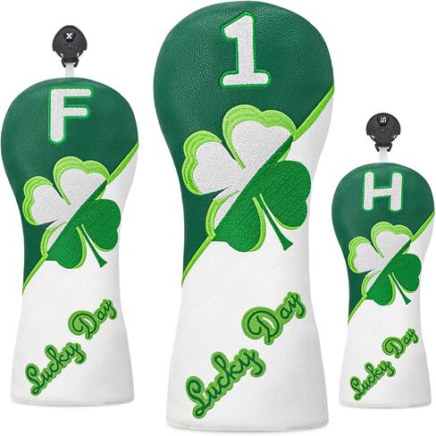 Green Leather Hybrid Headcover Lucky Four-Leaf Clover Fun Design Golf Headcovers Golf Accessories for Women Hybrid Golf Clubs for Men Golf Club Set in Saudi Arabia